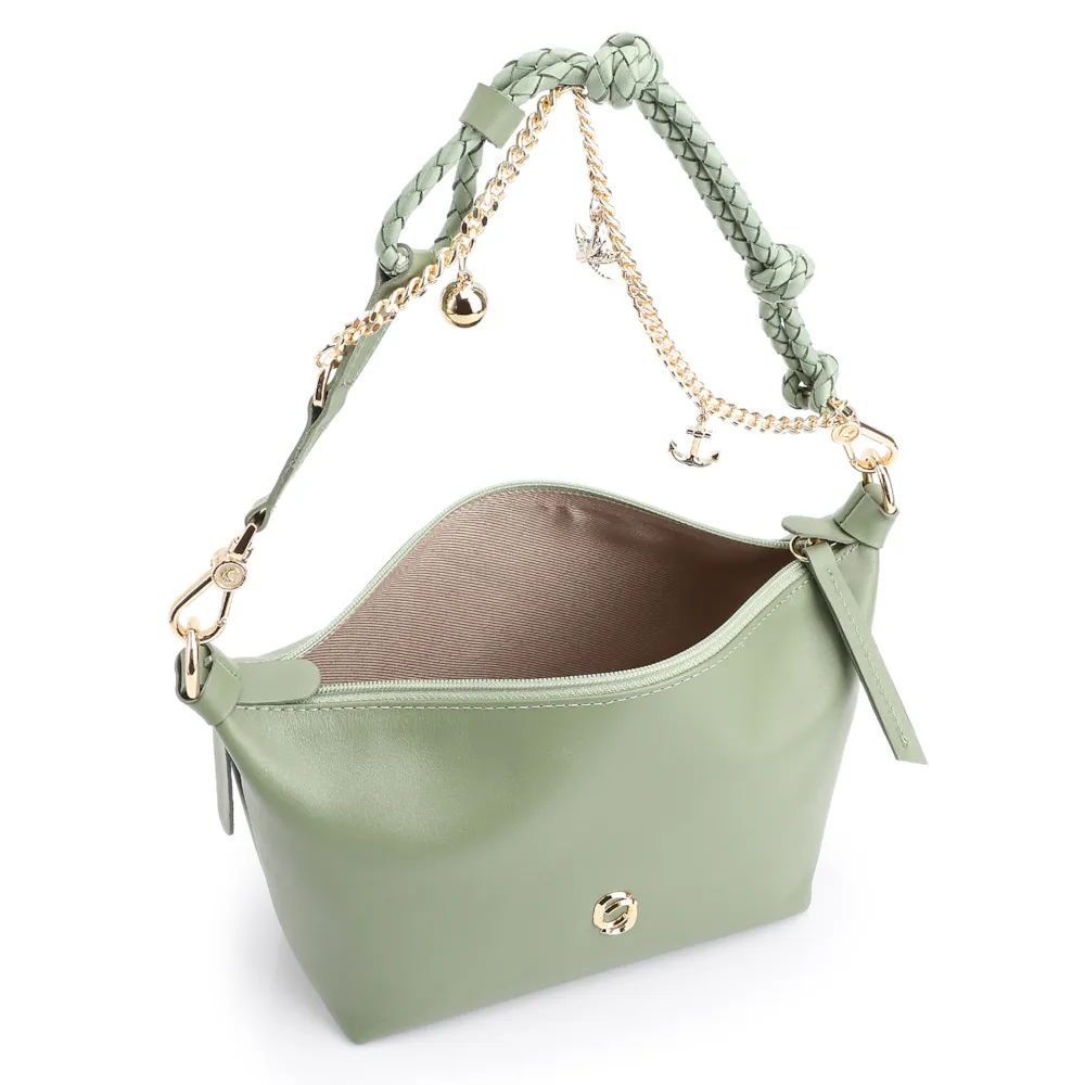 Bolsa De Ombro Bag Charm Couro Verde Alecrim - imagem 4