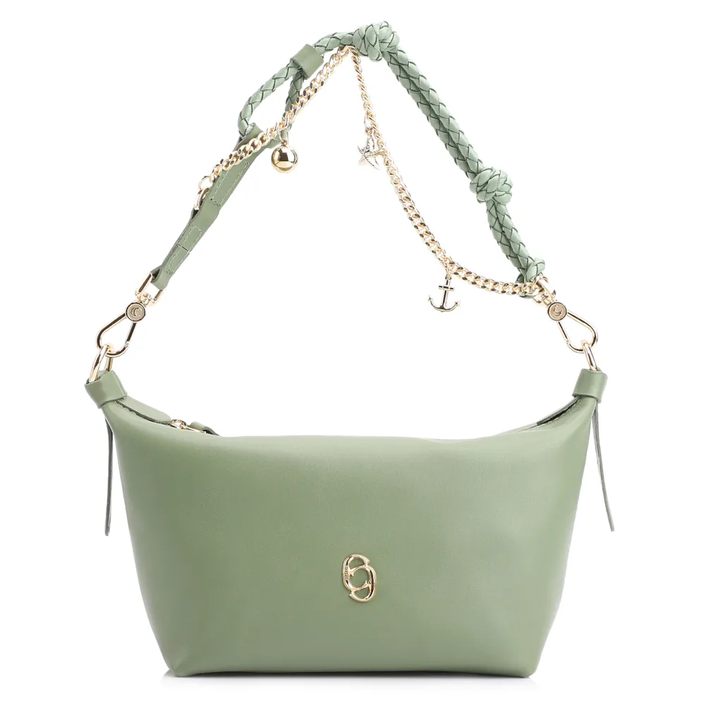 Bolsa De Ombro Bag Charm Couro Verde Alecrim