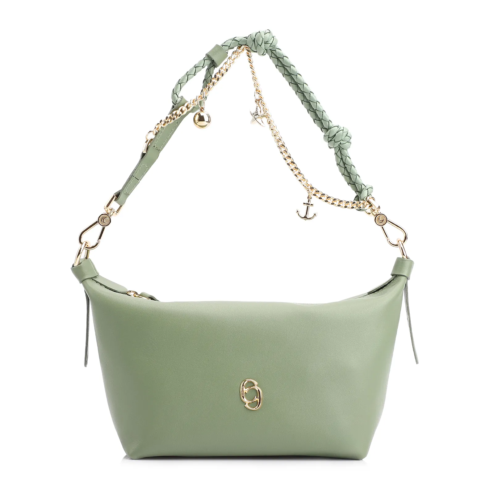 Bolsa De Ombro Bag Charm Couro Verde Alecrim