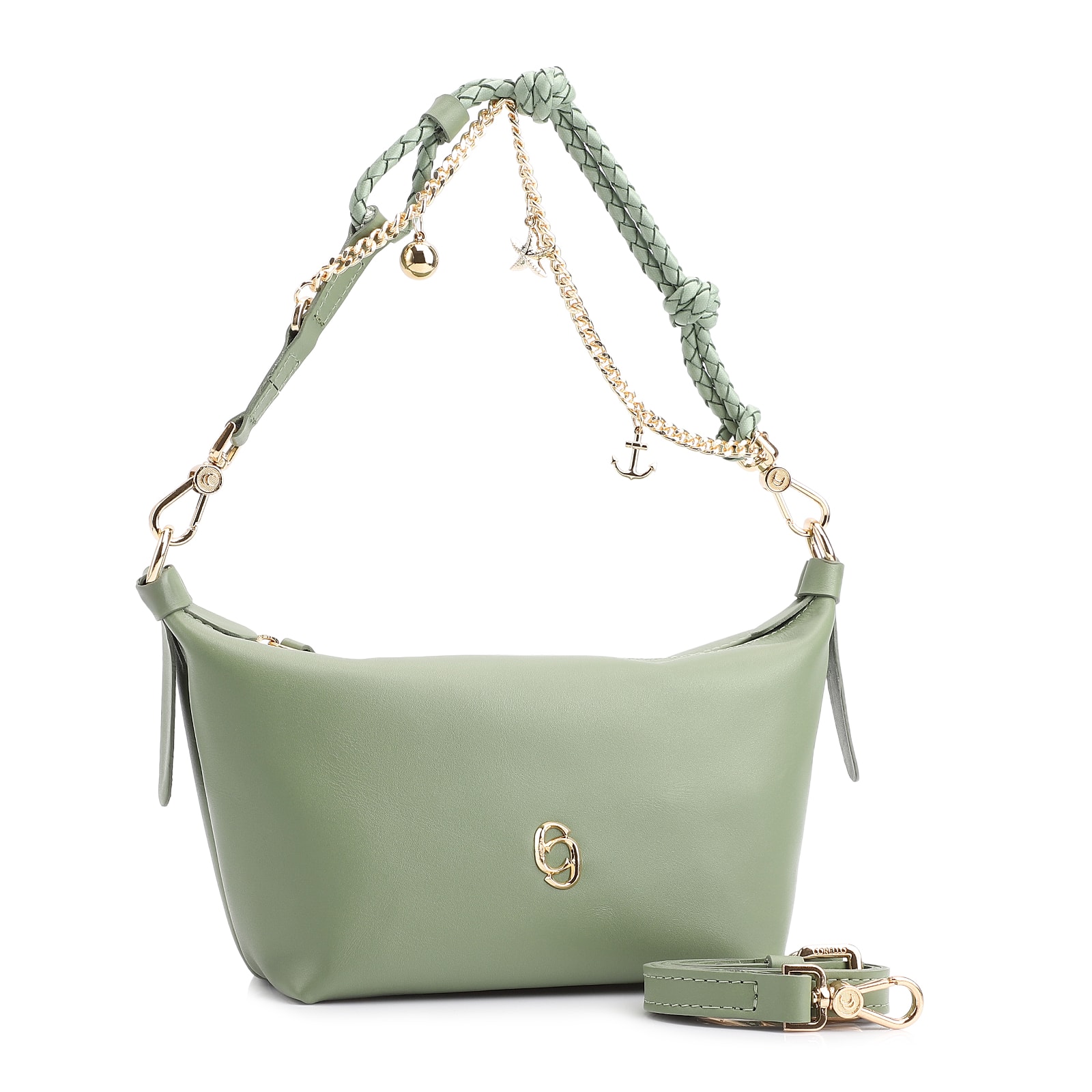 Bolsa De Ombro Bag Charm Couro Verde Alecrim