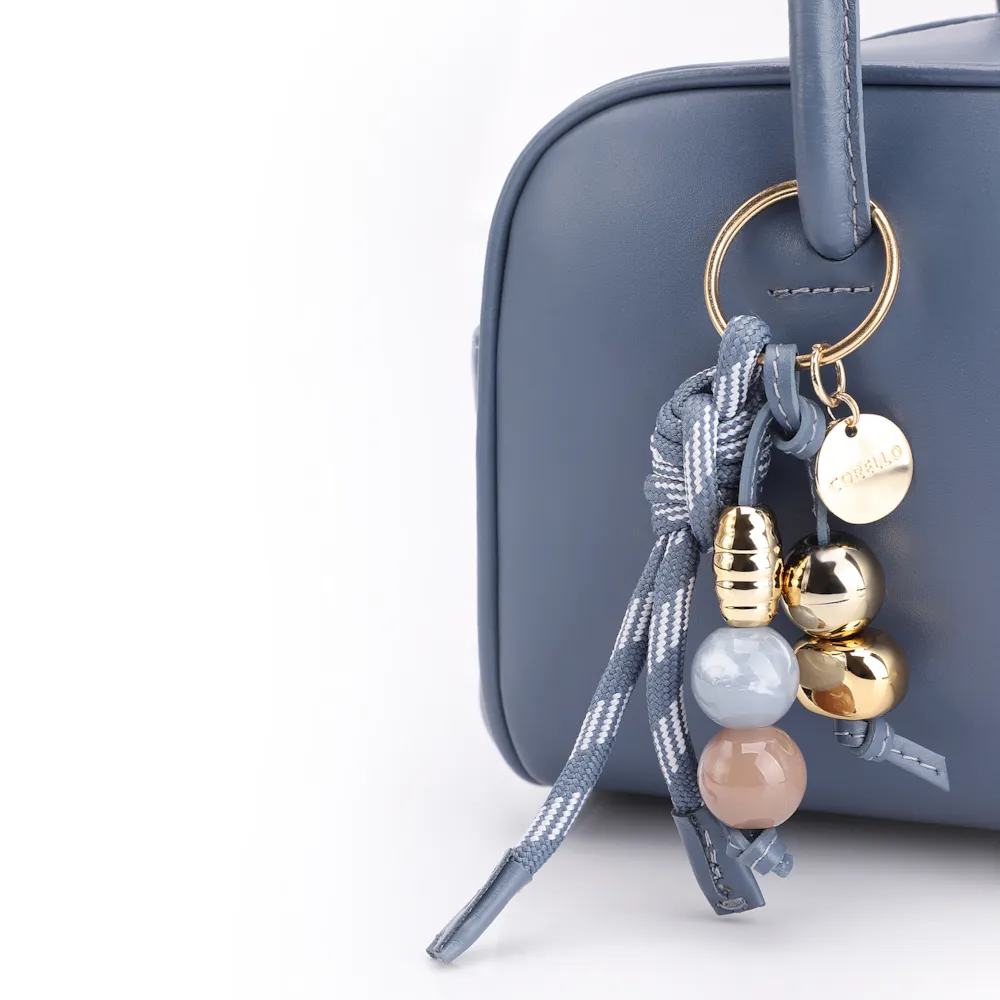 Bolsa De Ombro Bowling Couro Azul Bag Charm - imagem 5