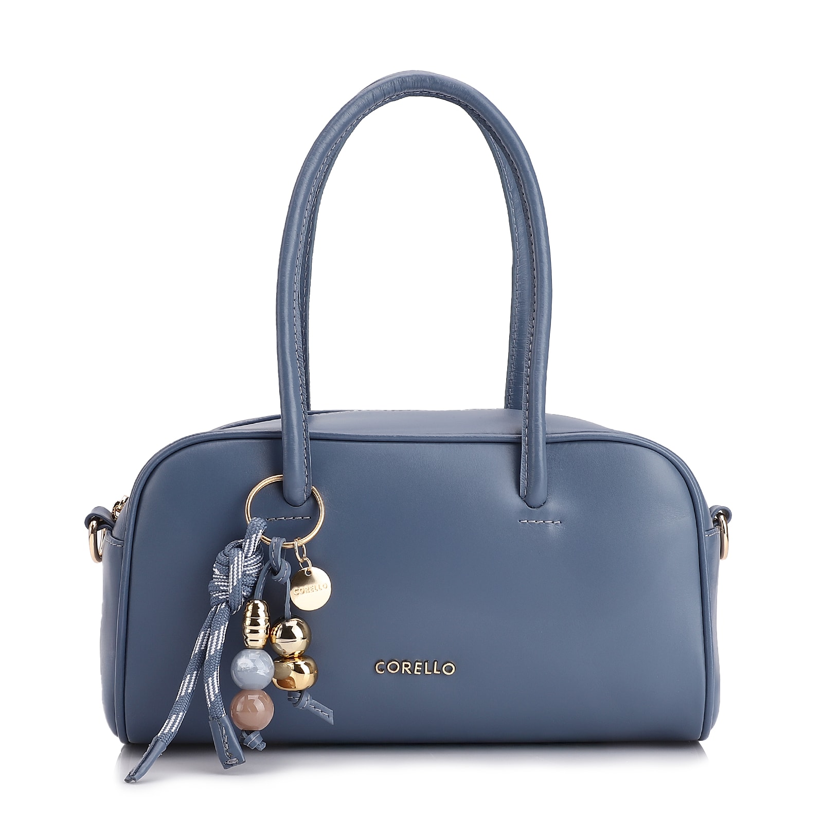 Bolsa De Ombro Bowling Couro Azul Bag Charm