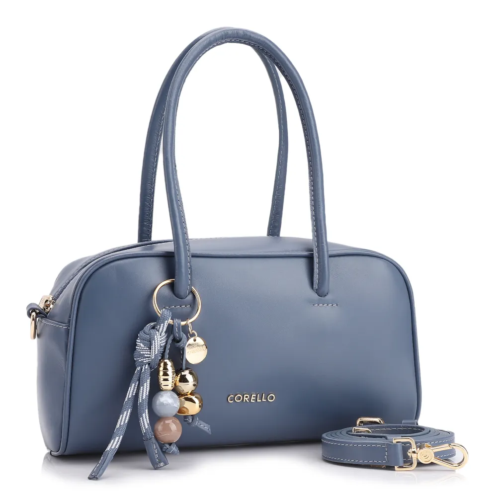 Bolsa De Ombro Bowling Couro Azul Bag Charm - imagem 2