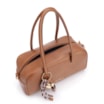 Bolsa De Ombro Bowling Couro Marrom Claro Bag Charm - imagem 4