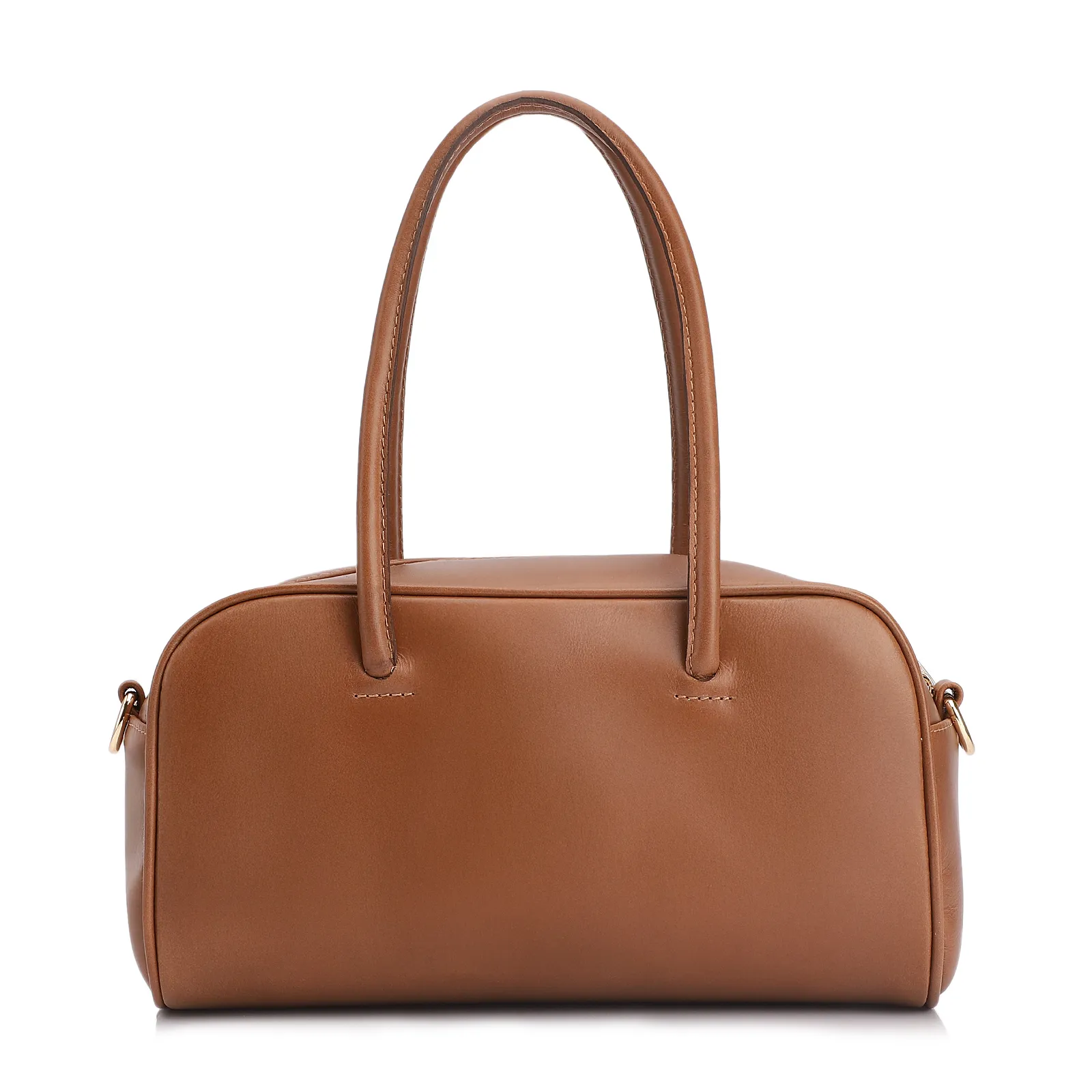 Bolsa De Ombro Bowling Couro Marrom Claro Bag Charm