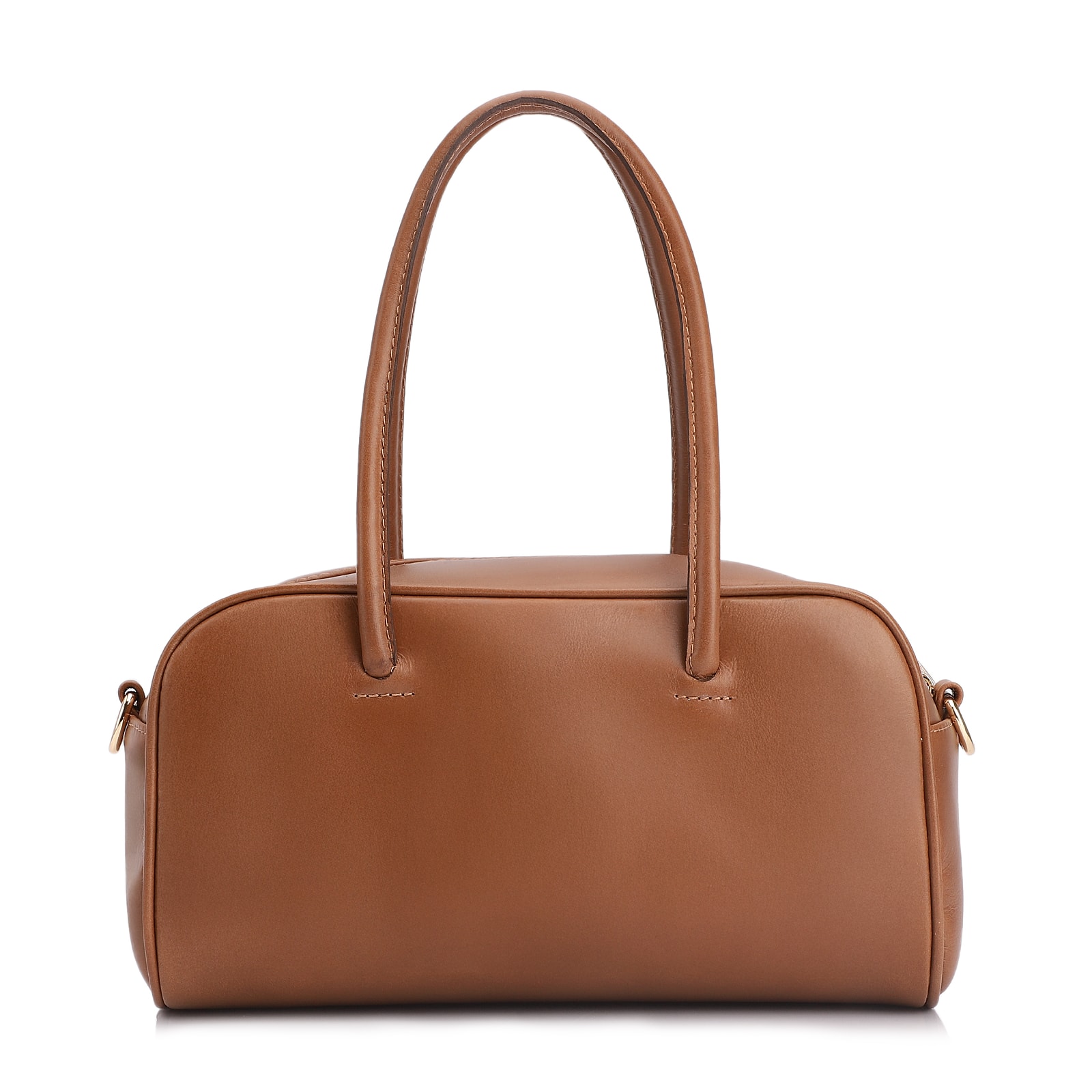 Bolsa De Ombro Bowling Couro Marrom Claro Bag Charm