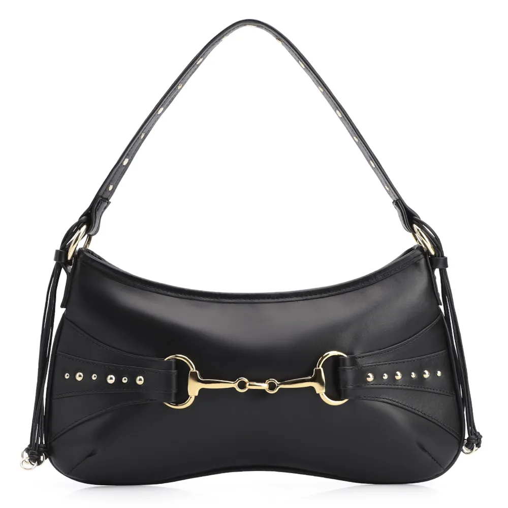 Bolsa De Ombro Bridão Couro Preto