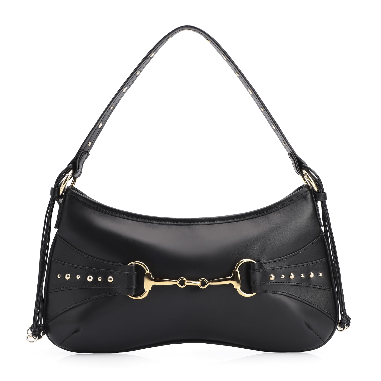 Bolsa De Ombro Bridão Couro Preto