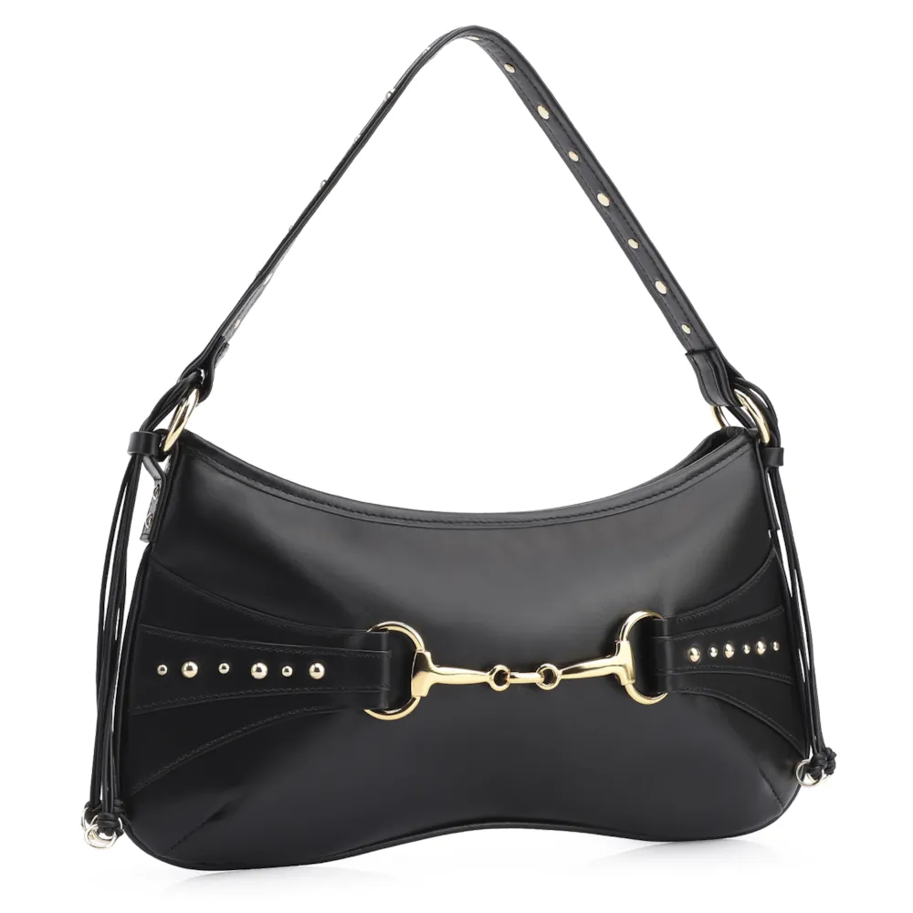 Bolsa De Ombro Bridão Couro Preto - imagem 3