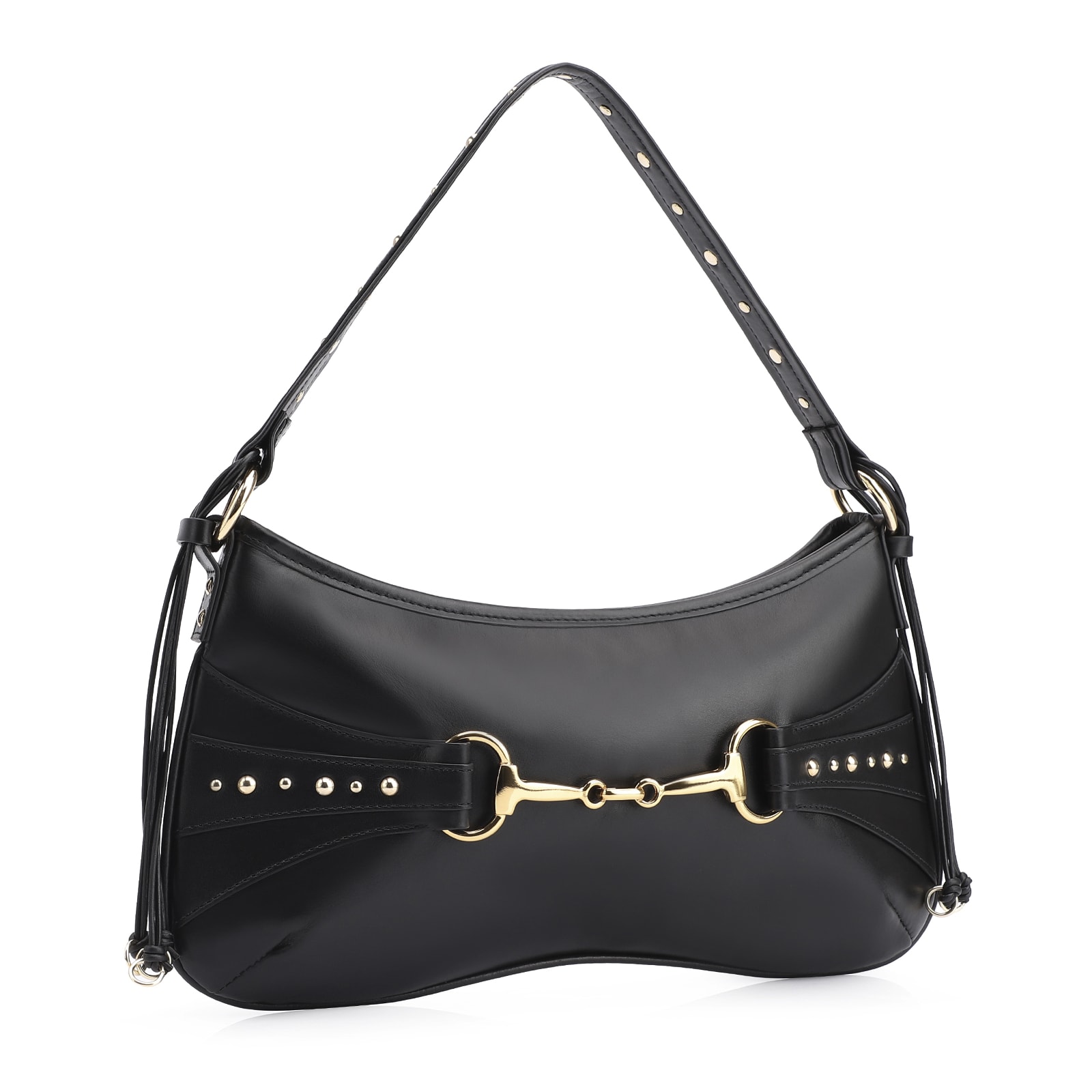 Bolsa De Ombro Bridão Couro Preto