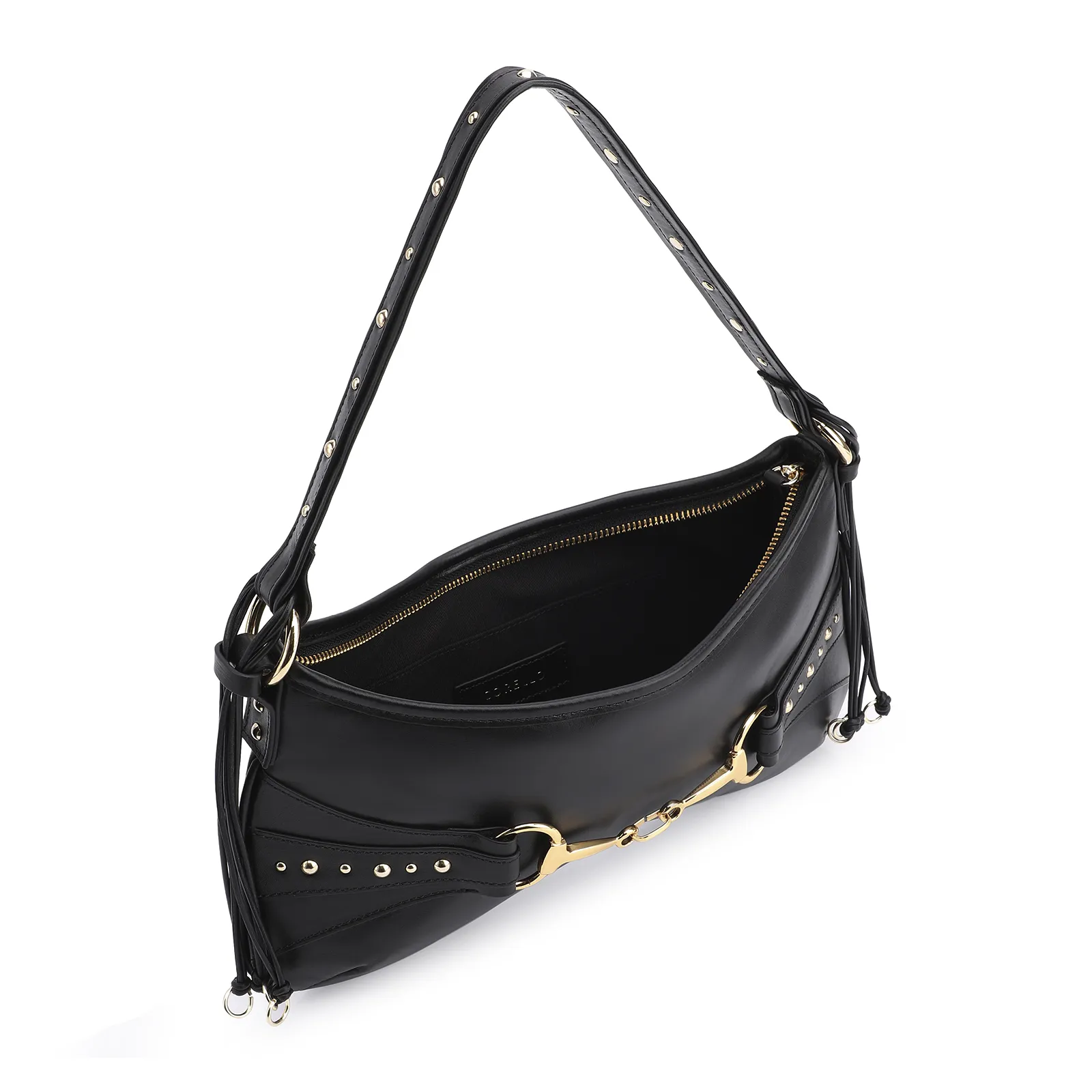 Bolsa De Ombro Bridão Couro Preto