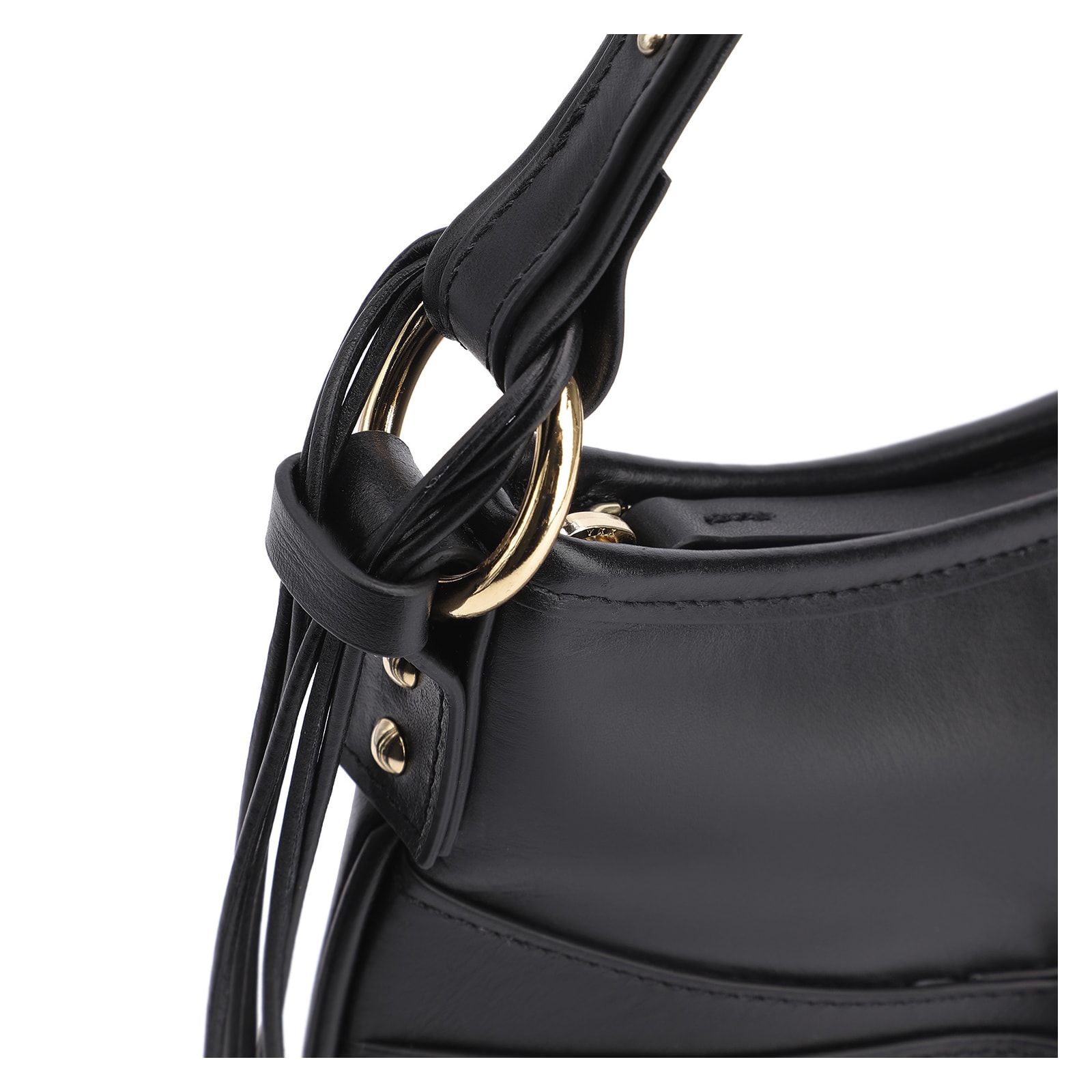 Bolsa De Ombro Bridão Couro Preto