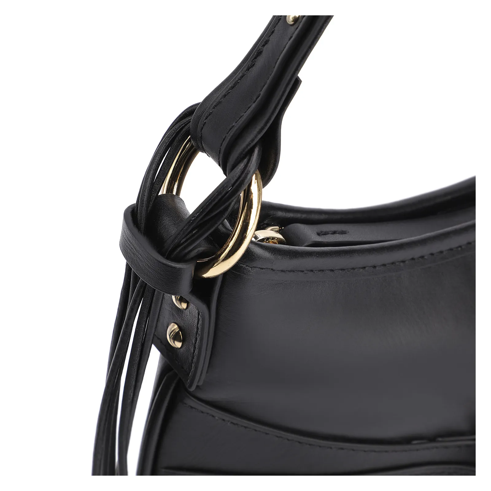 Bolsa De Ombro Bridão Couro Preto