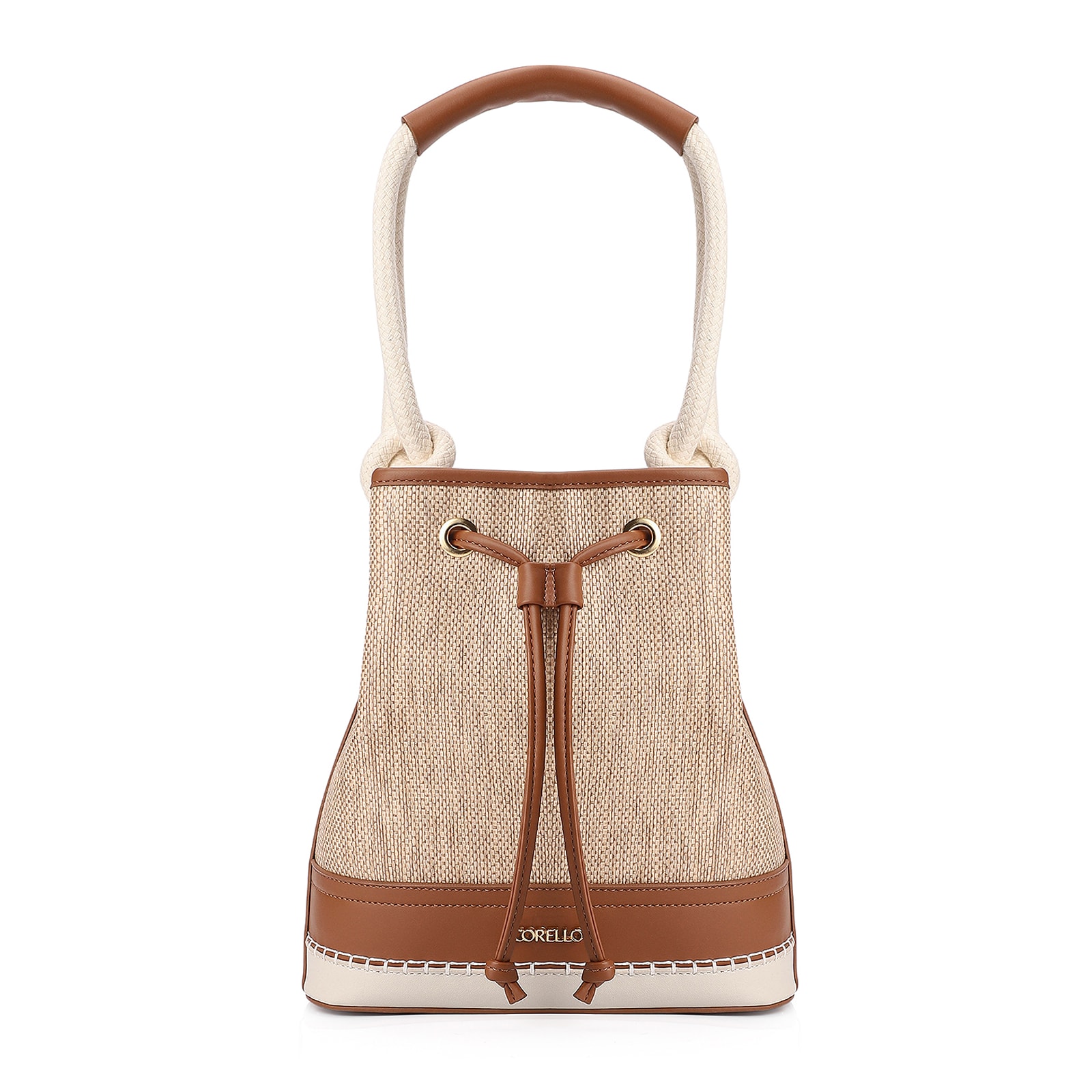 Bolsa De Ombro Bucket Alt Marrom/Off White/Ráfia Mosaico
