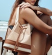 Bolsa De Ombro Bucket Alt Marrom/Off White/Ráfia Mosaico - imagem 2