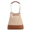 Bolsa De Ombro Bucket Alt Marrom/Off White/Ráfia Mosaico - imagem 4