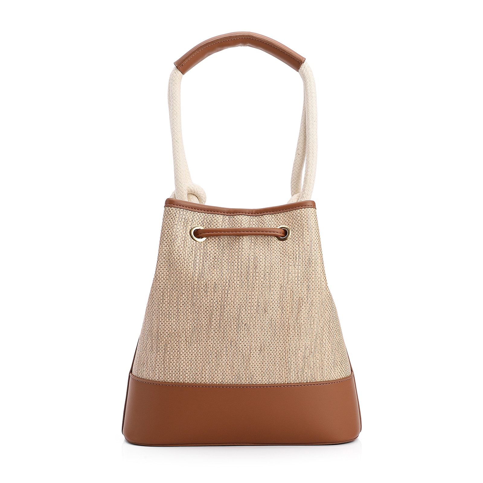 Bolsa De Ombro Bucket Alt Marrom/Off White/Ráfia Mosaico