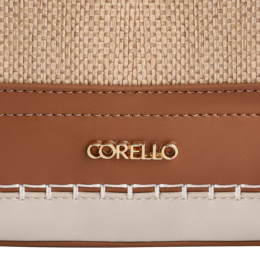 Bolsa De Ombro Bucket Alt Marrom/Off White/Ráfia Mosaico - imagem 7