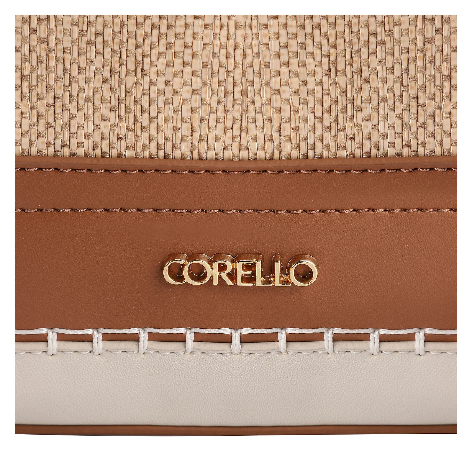 Bolsa De Ombro Bucket Alt Marrom/Off White/Ráfia Mosaico