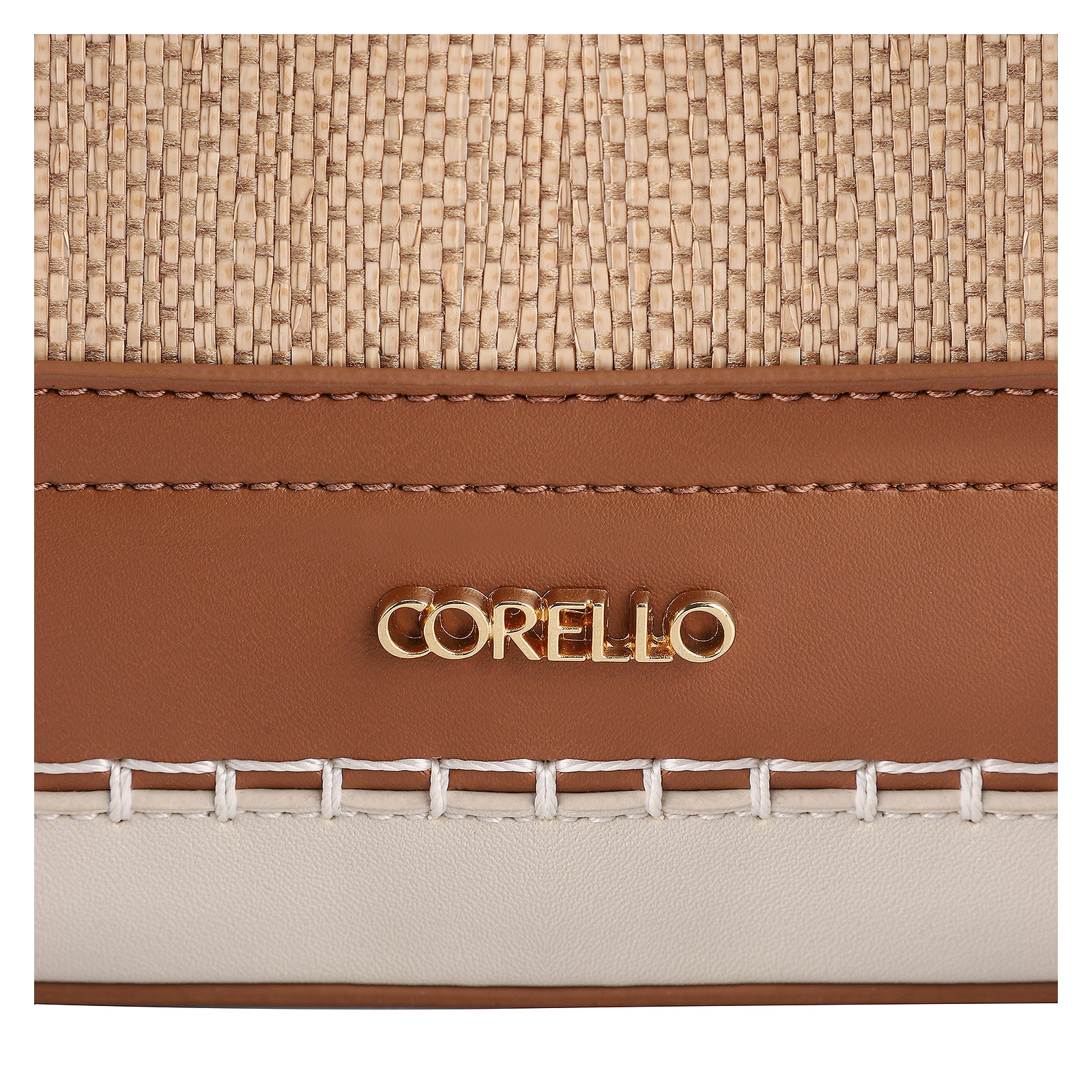 Bolsa De Ombro Bucket Alt Marrom/Off White/Ráfia Mosaico