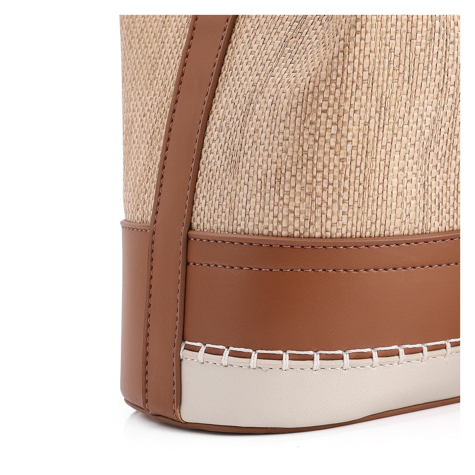 Bolsa De Ombro Bucket Alt Marrom/Off White/Ráfia Mosaico