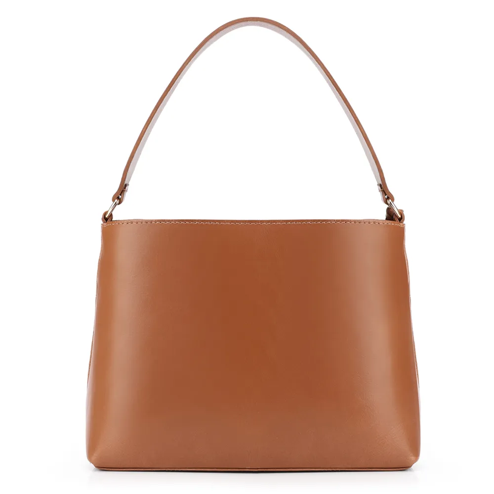 Bolsa De Ombro Bucket Couro Camurça/Couro Marrom - imagem 3
