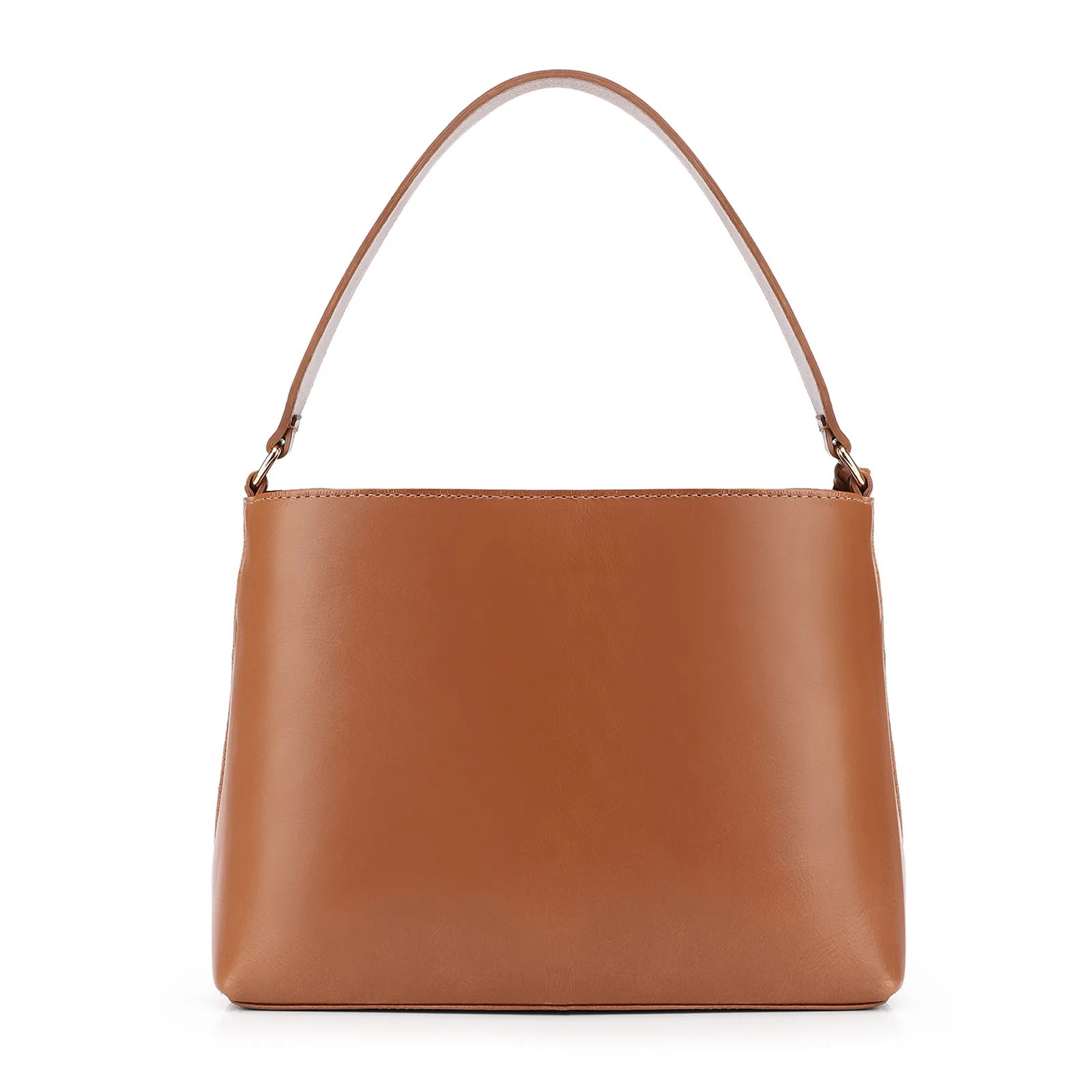 Bolsa De Ombro Bucket Couro Camurça/Couro Marrom