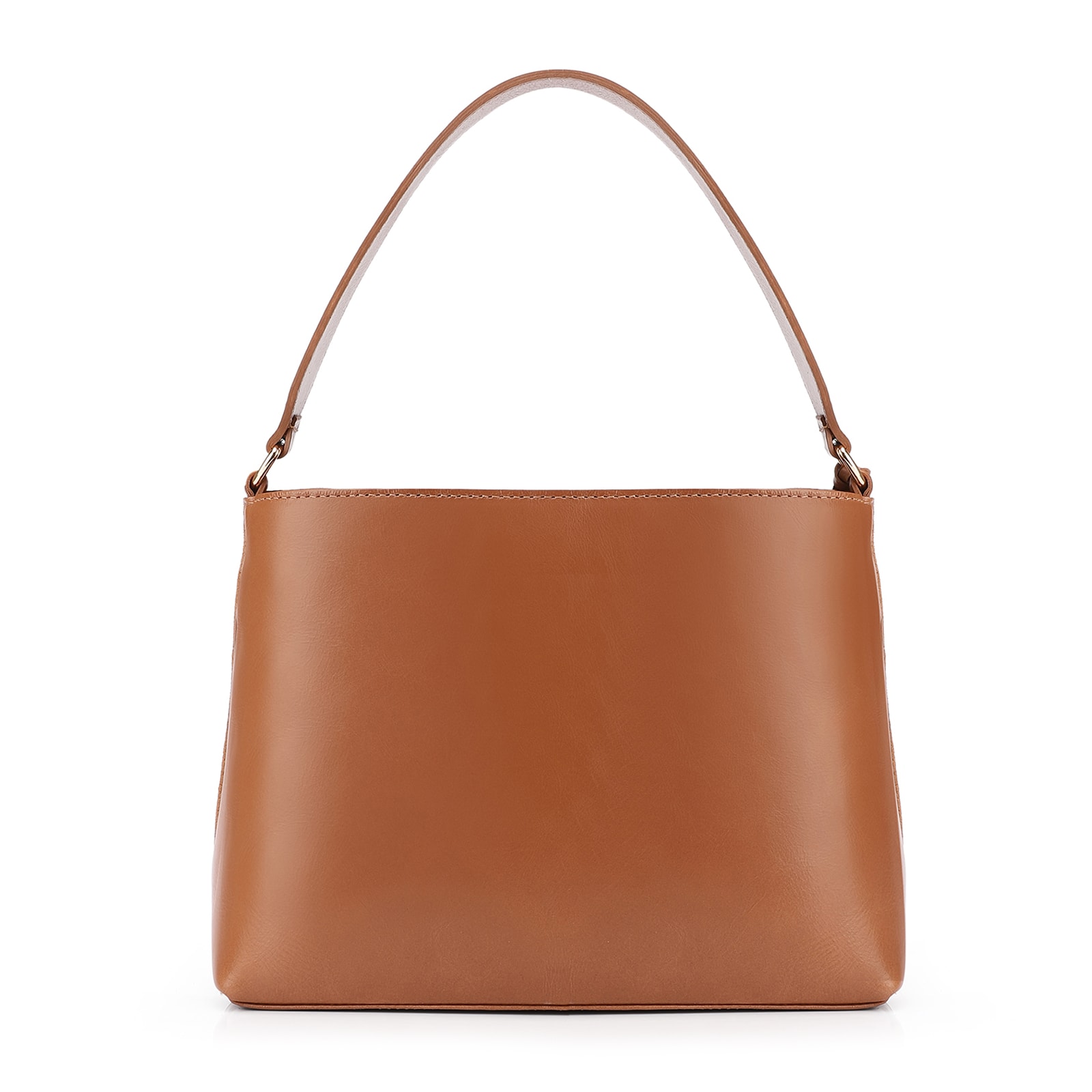 Bolsa De Ombro Bucket Couro Camurça/Couro Marrom