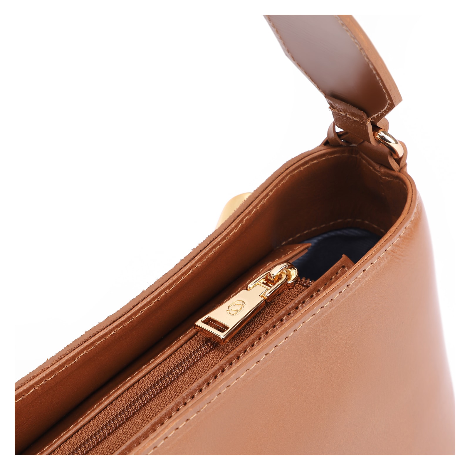 Bolsa De Ombro Bucket Couro Camurça/Couro Marrom