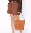 Bolsa De Ombro Bucket Couro Camurça/Couro Marrom - imagem 2