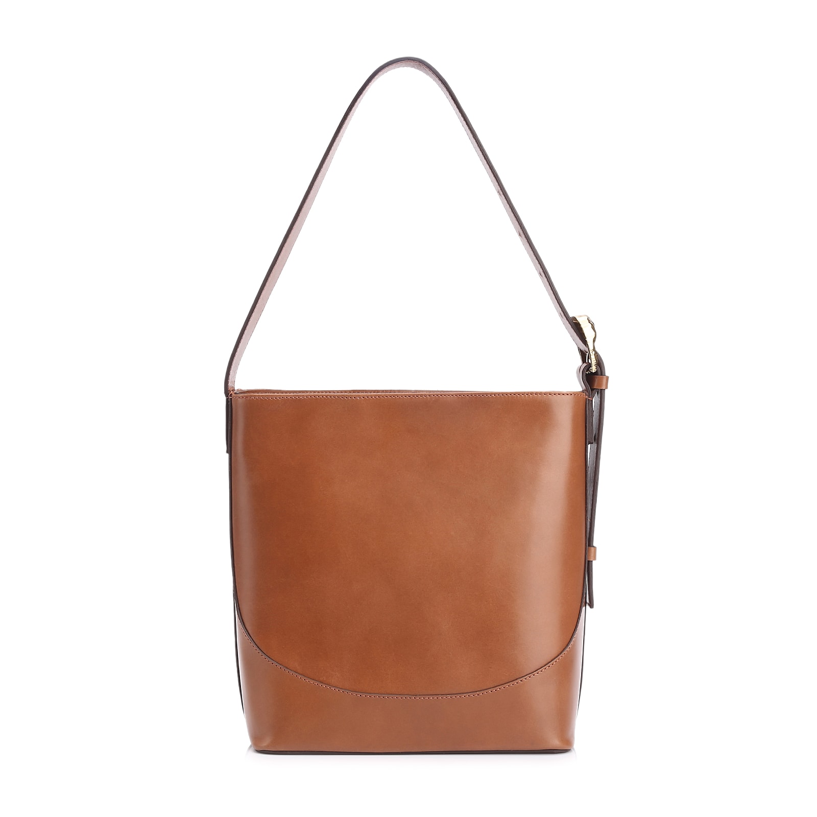 Bolsa De Ombro Bucket Couro Camurça/Couro Marrom