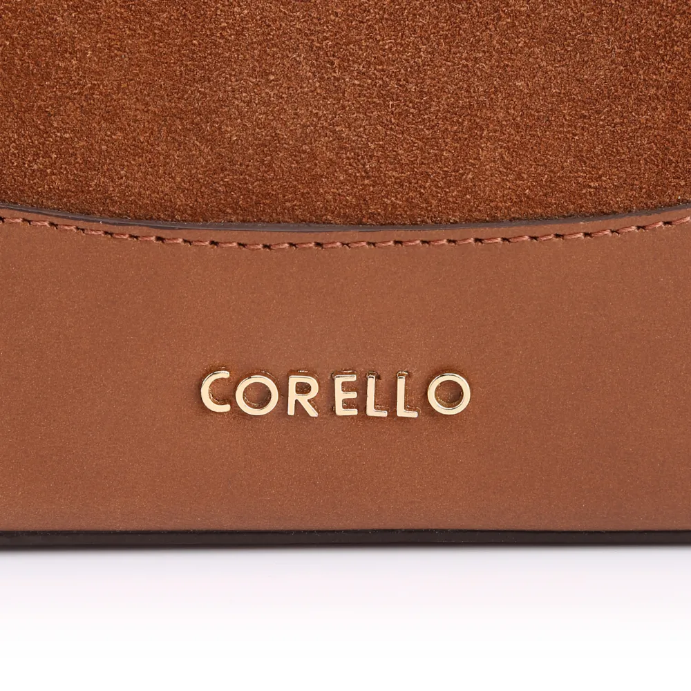 Bolsa De Ombro Bucket Couro Camurça/Couro Marrom - imagem 7