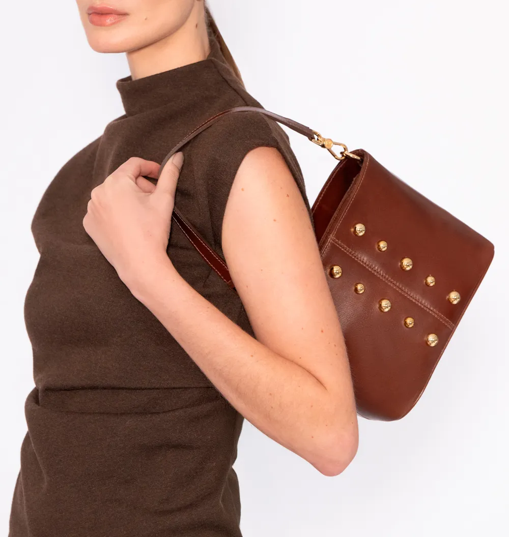 Bolsa De Ombro Bucket Couro Marrom - imagem 2