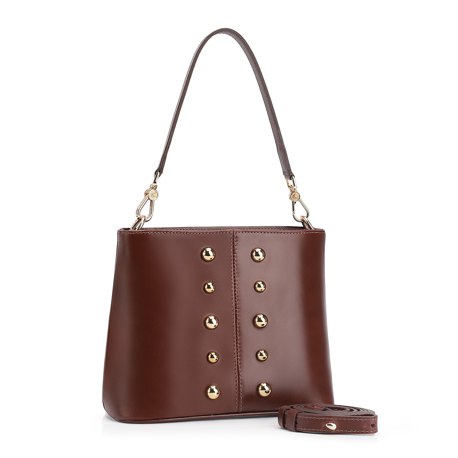 Bolsa De Ombro Bucket Couro Marrom