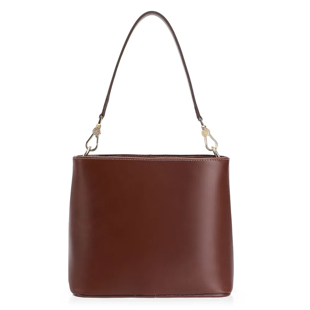 Bolsa De Ombro Bucket Couro Marrom - imagem 4