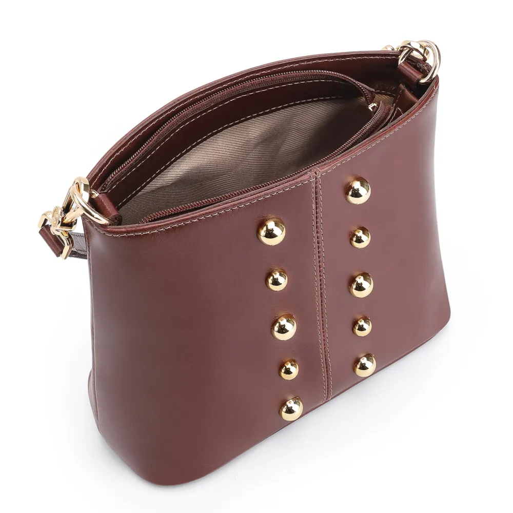 Bolsa De Ombro Bucket Couro Marrom - imagem 5