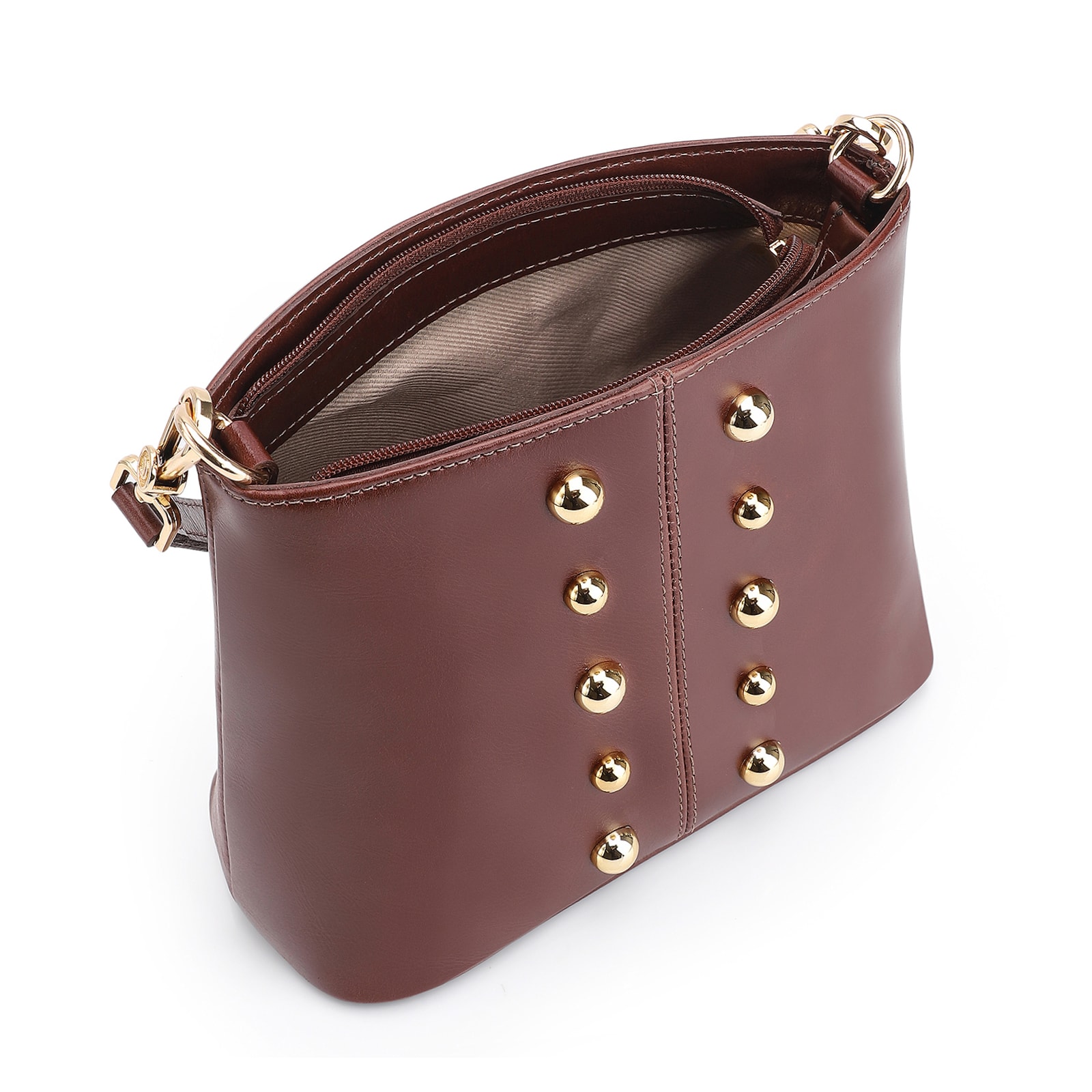 Bolsa De Ombro Bucket Couro Marrom