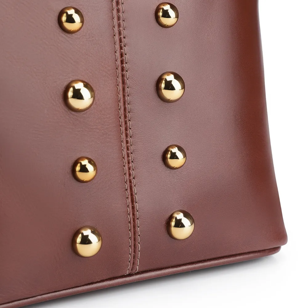 Bolsa De Ombro Bucket Couro Marrom - imagem 7