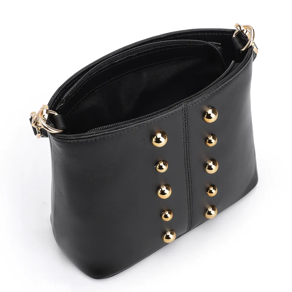 Bolsa De Ombro Bucket Couro Preto - imagem 4