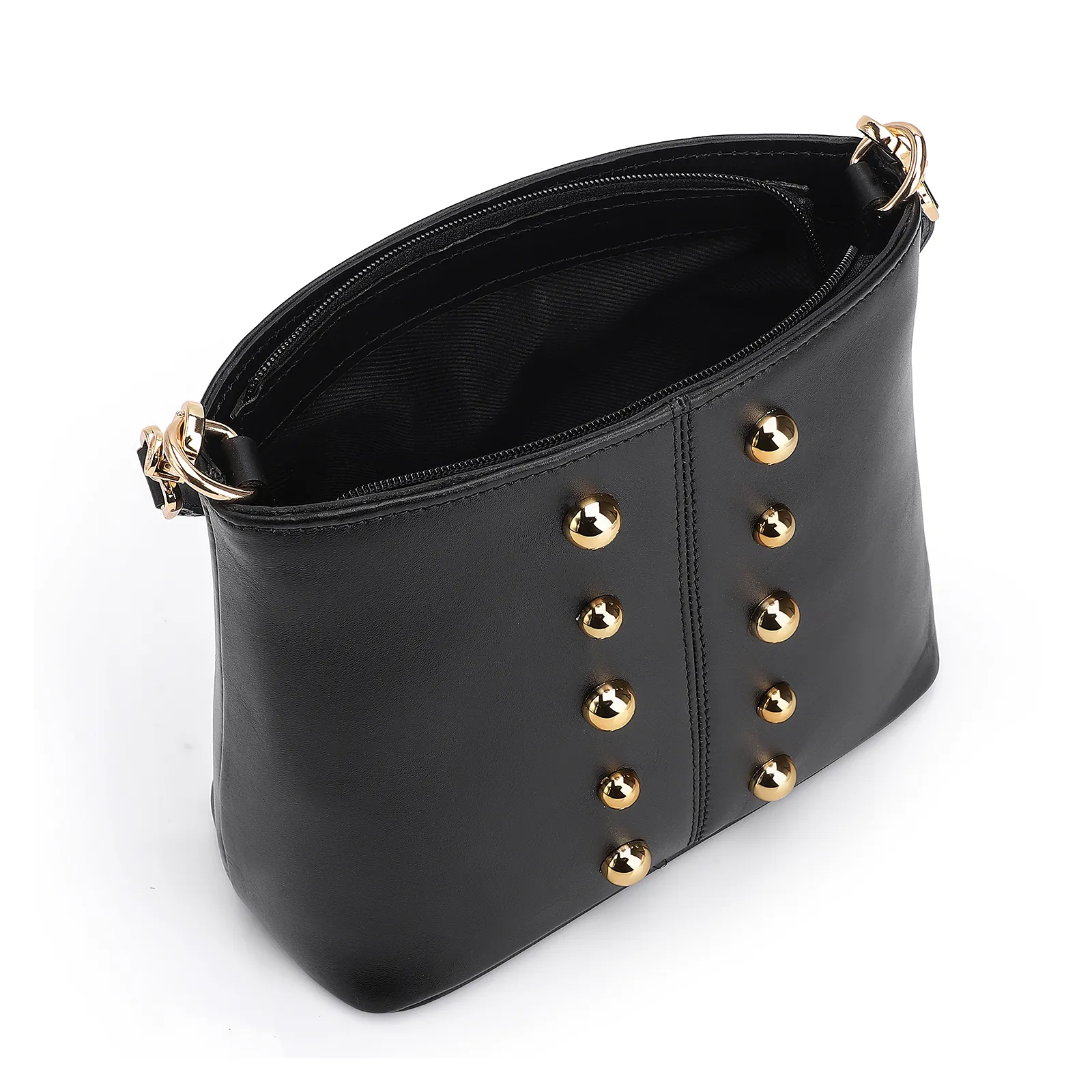 Bolsa De Ombro Bucket Couro Preto