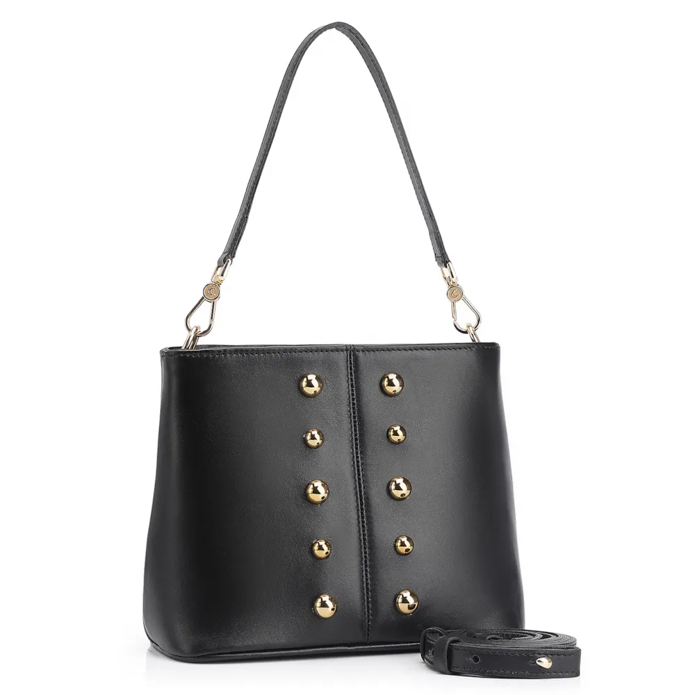 Bolsa De Ombro Bucket Couro Preto - imagem 2
