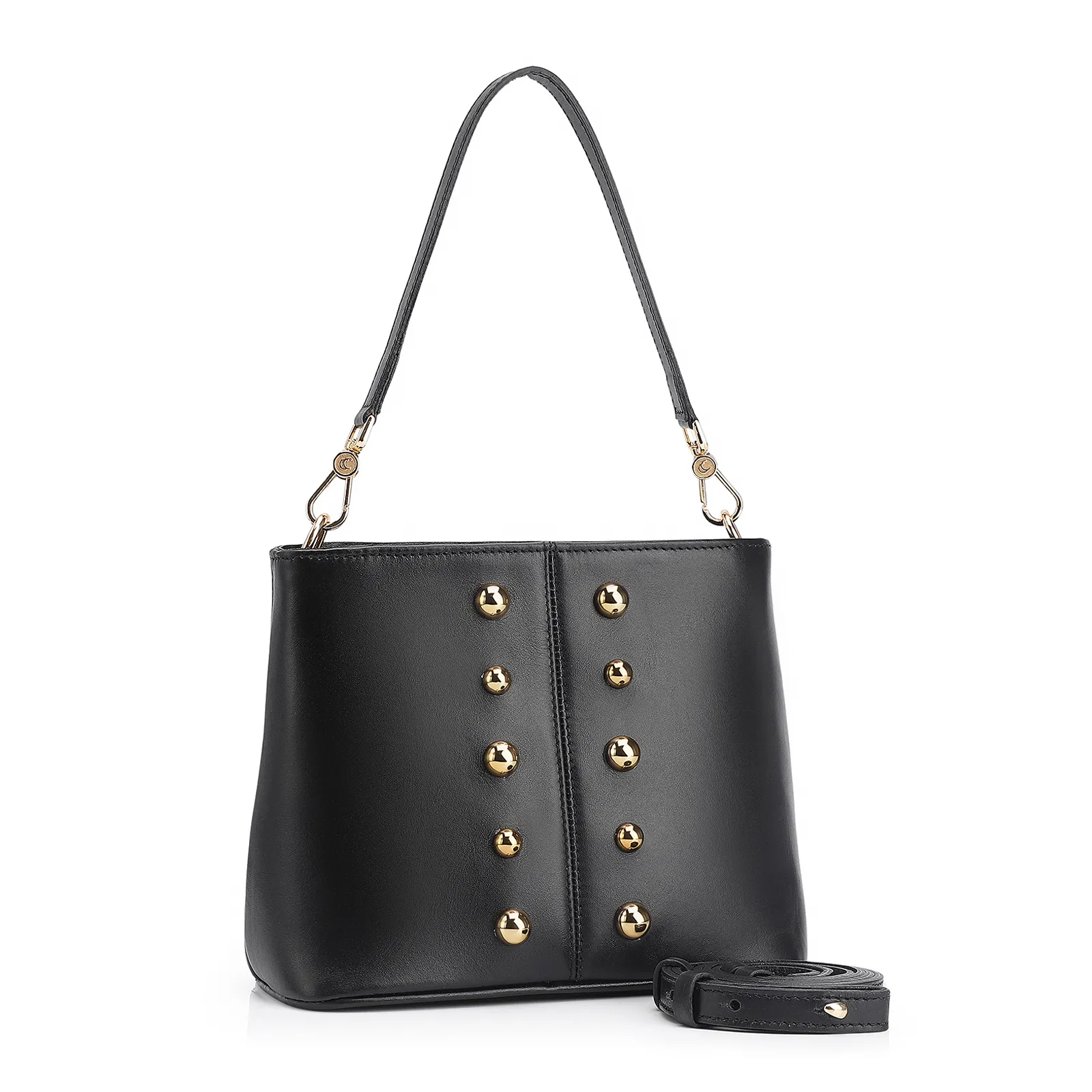 Bolsa De Ombro Bucket Couro Preto