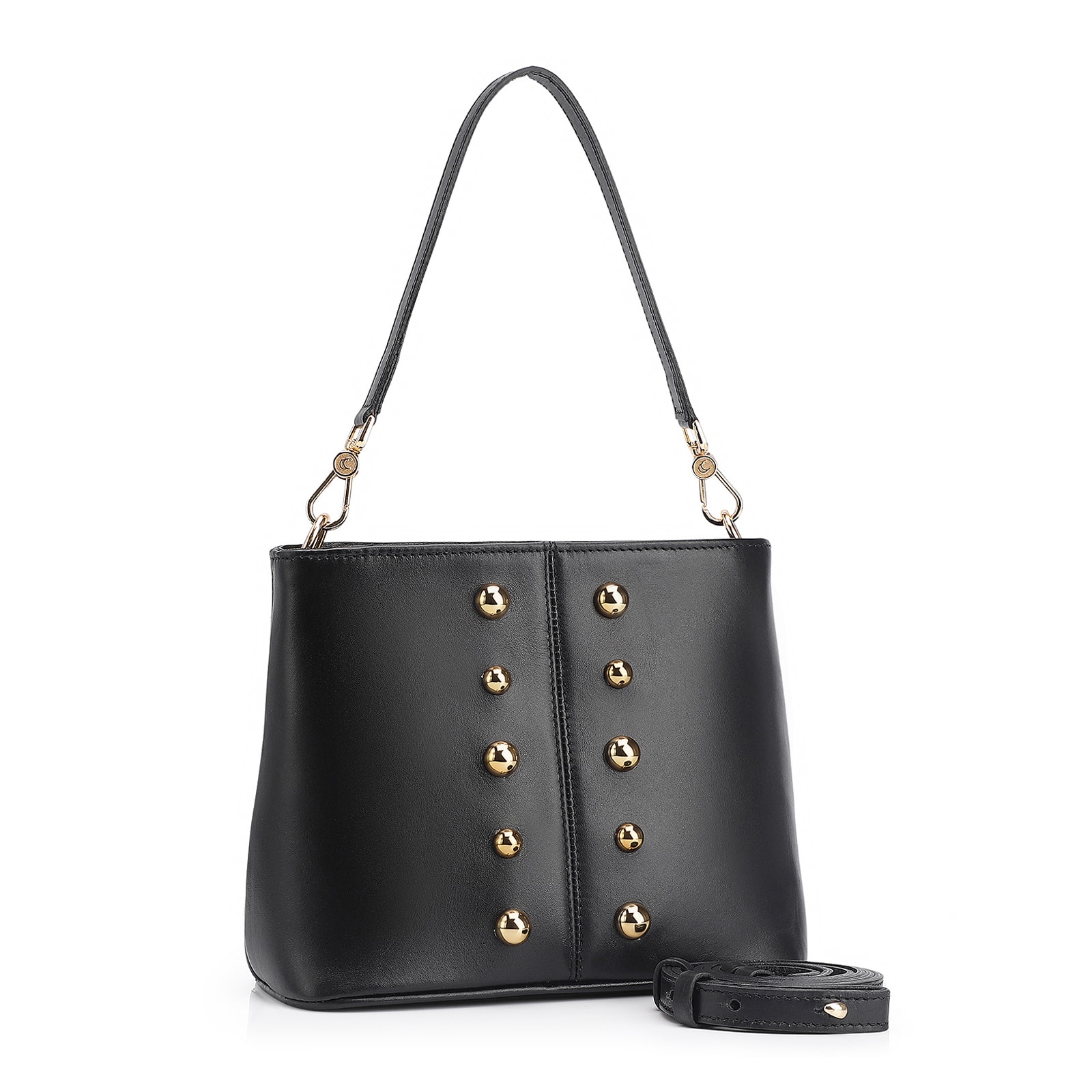 Bolsa De Ombro Bucket Couro Preto