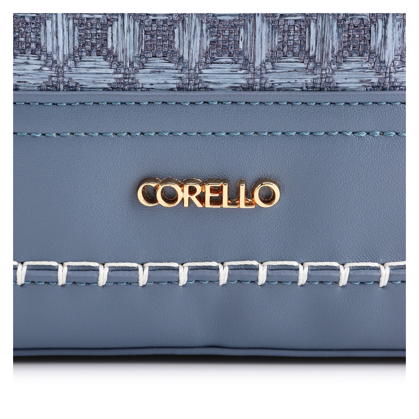 Bolsa De Ombro Bucket Ráfia Mosaico Azul