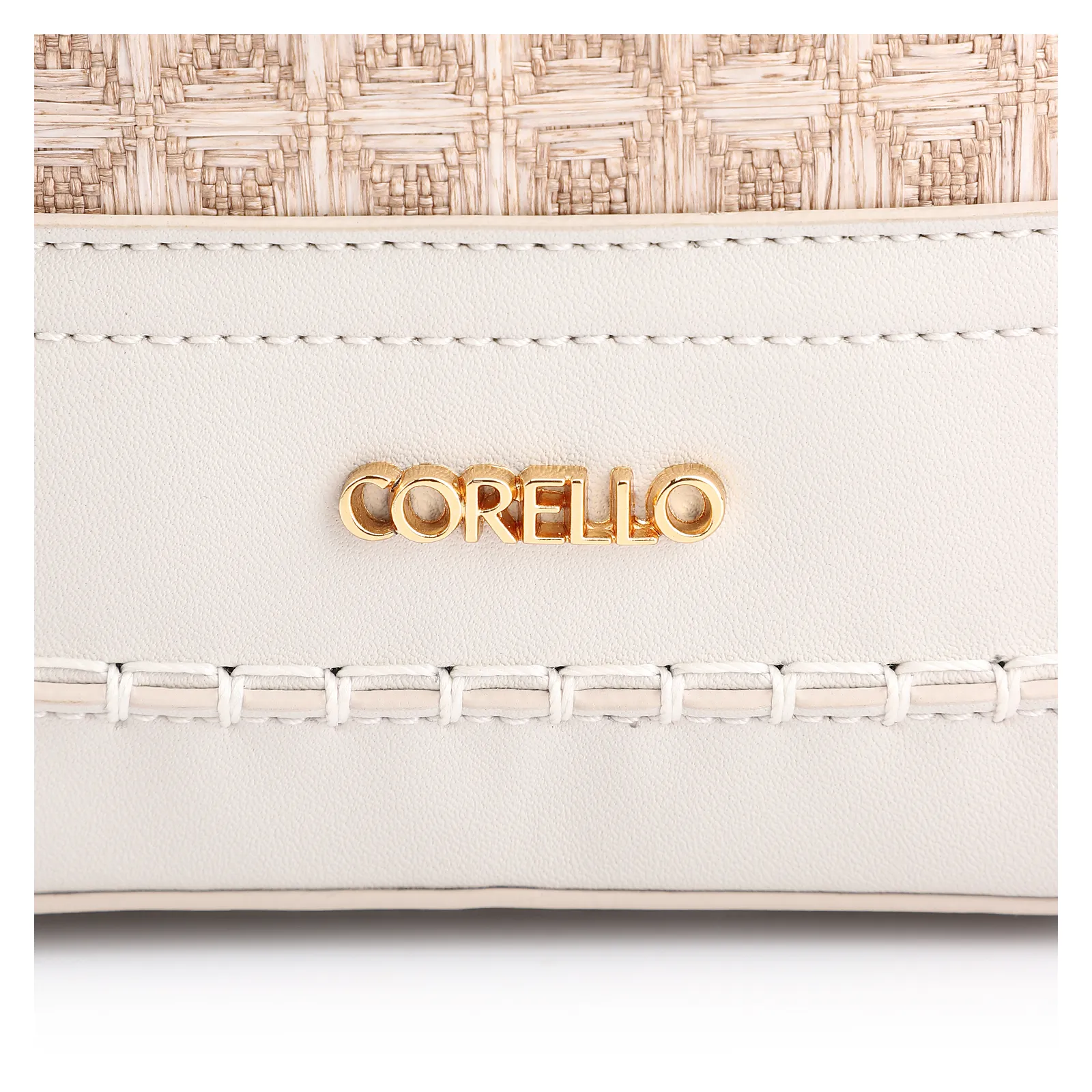 Bolsa De Ombro Bucket Ráfia Mosaico Bege