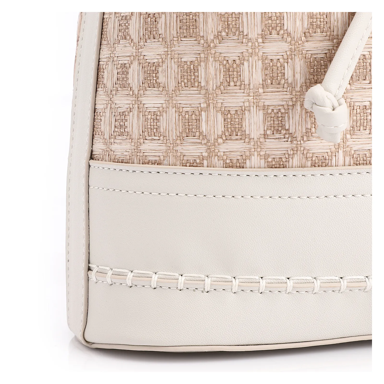Bolsa De Ombro Bucket Ráfia Mosaico Bege