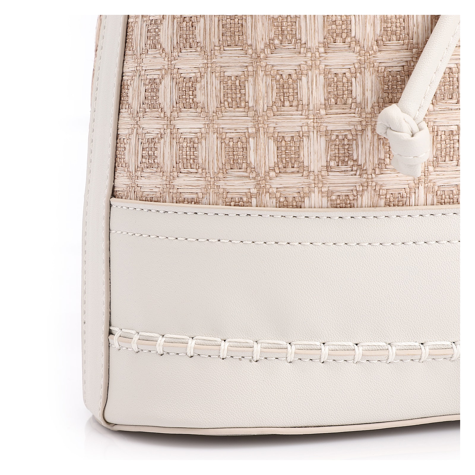Bolsa De Ombro Bucket Ráfia Mosaico Bege