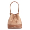 Bolsa De Ombro Bucket Ráfia Mosaico Marrom - imagem 1
