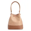 Bolsa De Ombro Bucket Ráfia Mosaico Marrom - imagem 4