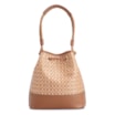 Bolsa De Ombro Bucket Ráfia Mosaico Marrom - imagem 4